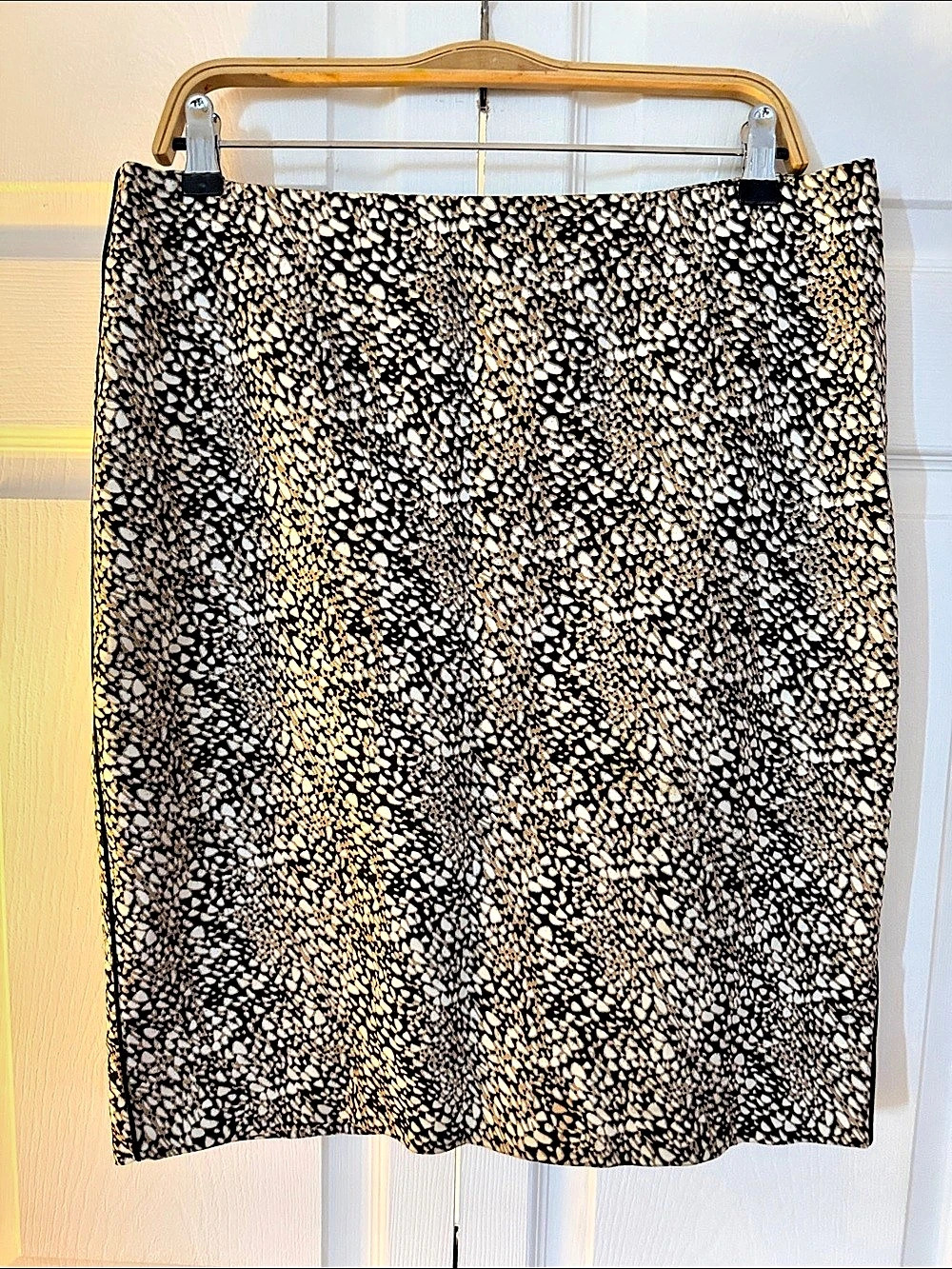 Adrianna Papell Animal Print Pencil Skirt in Black & White Size 10